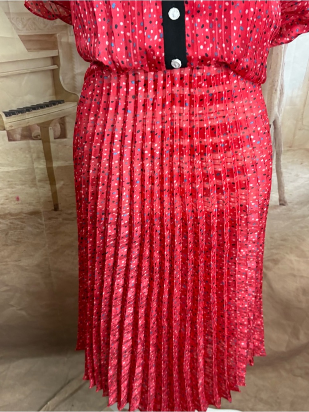 NEW Coach Ted Dot Pleated Fit Flare dress - Picture 4 of 12